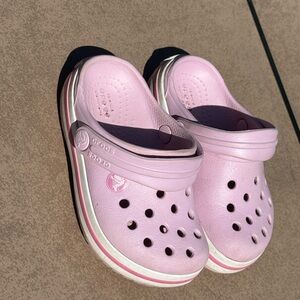 CROCS Kids Classic Clogs in Light Pink with White Trim